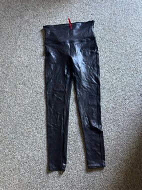 SPANX Black Faux-Leather High-Waist Leggings